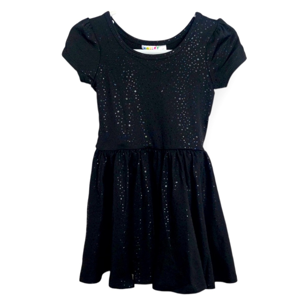 Dot Dot Smile Size 2 Dress Fancy Flashy Holiday Black Dress Cap Sleeve Toddler